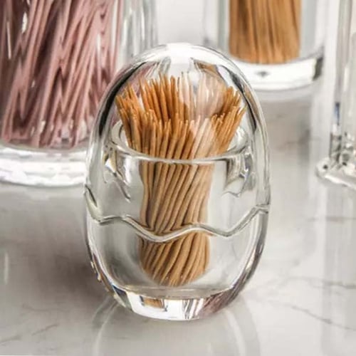 علب اعواد الاسنان اكريليك بيضاوية بغطاء يمنع الغبا...