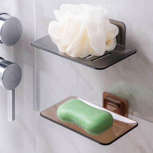 حامل صابون اكريليك شفاف جداري لاصق مقاوم للماء لتن...