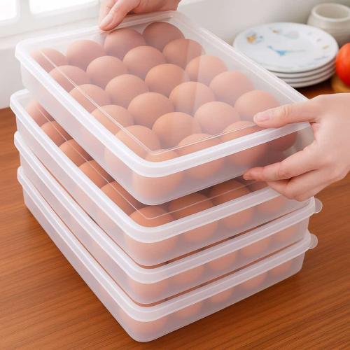 حافظة تنظيم البيض بلاستيك كبير سعة 24 بيضة بغطاء م...