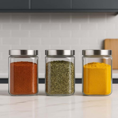 علب بهارات زجاجية قطعتين لحفظ التوابل والعناصر الغ...