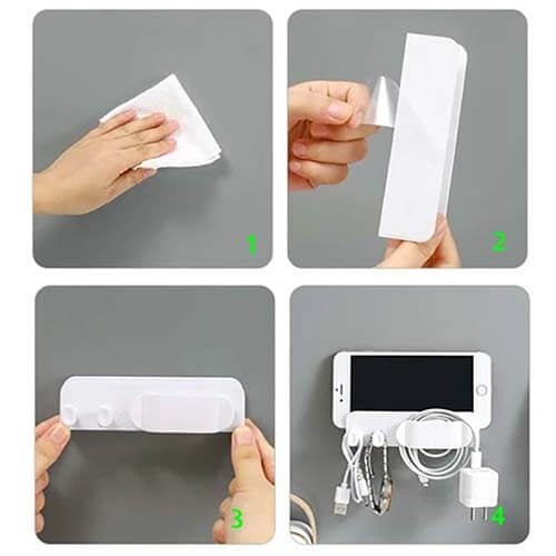 حامل جوال جداري لاصق ومنظم اسلاك مفيد لتسهيل شحن ا...