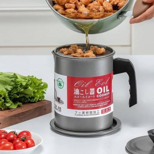 وعاء تصفية زيت القلي 2 لتر لفلترة زيوت الطبخ المست...