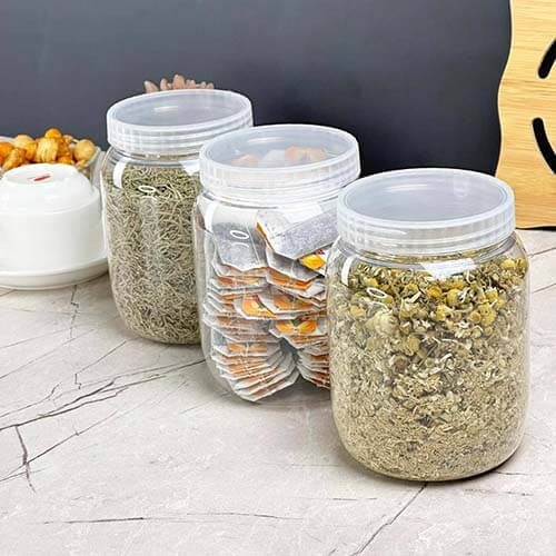 علب قهوة وشاي وبهارات بلاستيك شفاف 3 قطع لتنظيم وت...