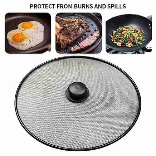 غطاء شبك ستيل لمنع رذاذ الزيت أثناء القلي والطهي