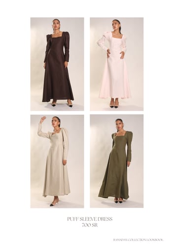 Puff sleeve dress in beige