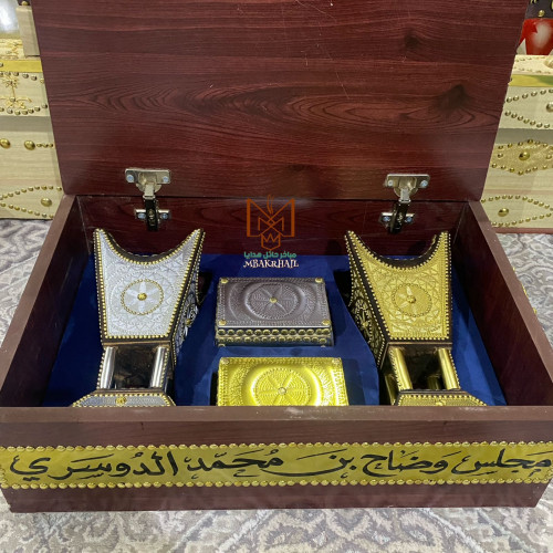 صندوق هدايا فخمة | مبخرتين ملكية | علبة عود ذهبي و...