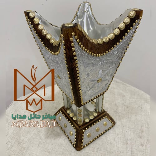 مبخرة ملكية فاخرة | ألمنيوم فضي | خشب اثل ناشف