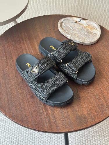 Prada enamel triangle-logo sandals