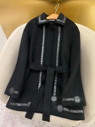 Hermes Black Embroidered Coat