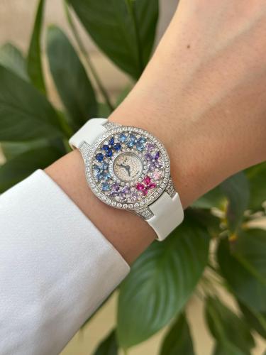 Graff Multicolor Diamond Style Watch – White Strap