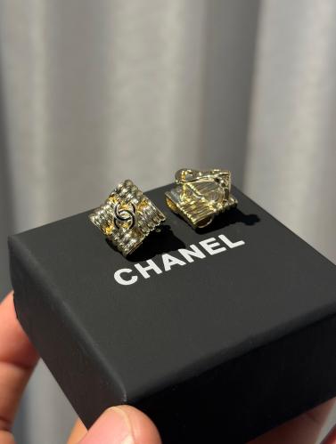 Chanel Gold Ridged CC Clip Earrings