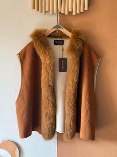 Loro Piana Fox Fur Trim Wool Vest