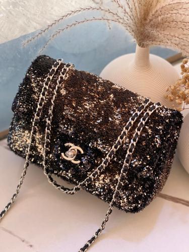 Chanel Silver Sequin Flap Bag