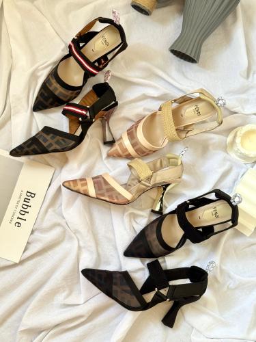Fendi Colibri Mesh Slingback Heels