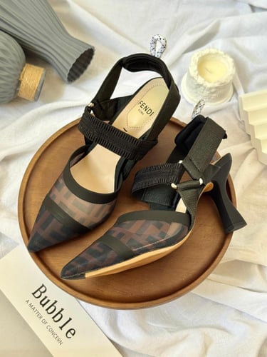 Fendi Colibri Mesh Slingback Heels