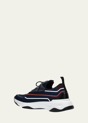 Shadow Knit And Leather Sneaker - Navy