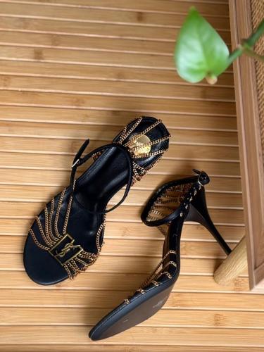 YSL Chain Strap Heeled Sandals