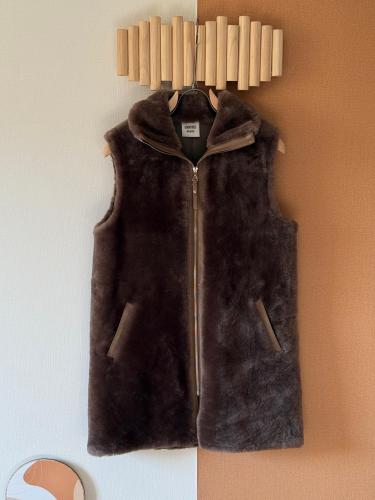 Hermès Shearling Sleeveless Vest Brown