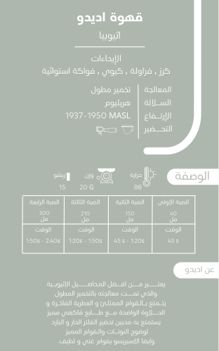 محمصة جرن - اديدو اثيوبيا 250جم ( فاخر )