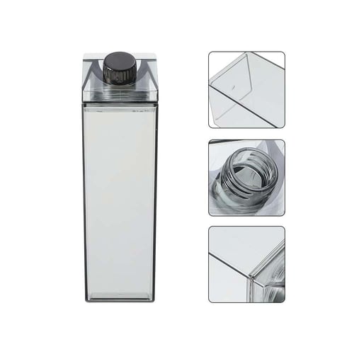 زجاجة ماء بلاستيكية شفافة على شكل علبة حليب مع غطا...