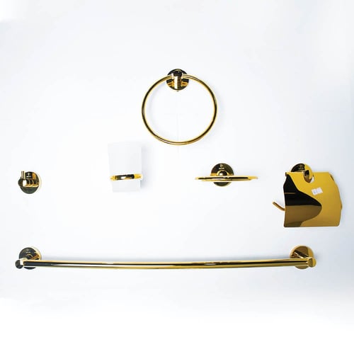 طقم اكسسوارات حمام كامل اللون ذهبي ( 6 قطع )