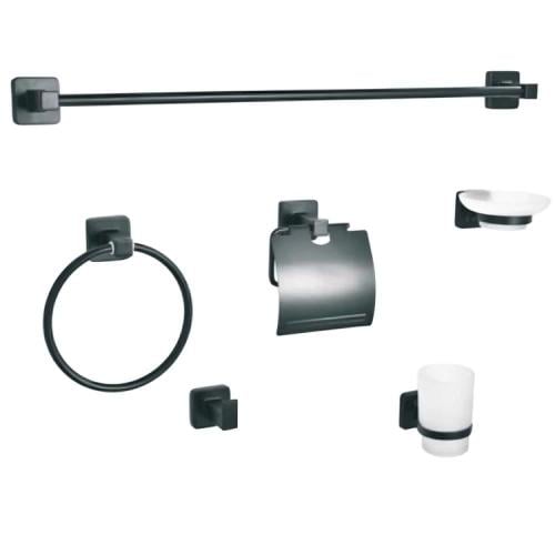 طقم اكسسوارات حمام كامل اللون تيتانيوم ( 6 قطع )