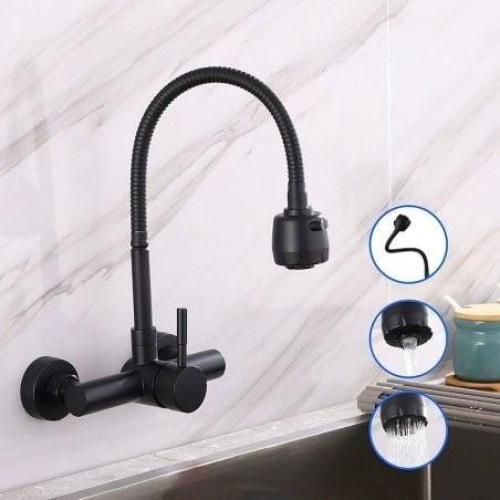 خلاط مجلي جداري اسود مع رقبة متحركة