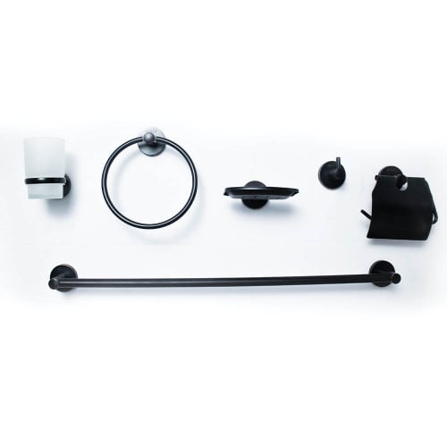 طقم اكسسوارات حمام كامل اللون أسود ( 6 قطع )