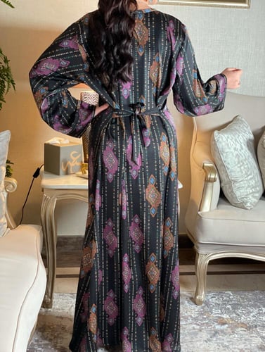 جلابية بطبقتين شعبي معاصر لون أسود