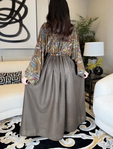 جلابية فستان ربط لون بني
