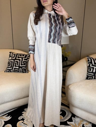 جلابية لنن تركي بيج كحلي