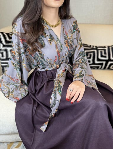 جلابية فستان ربط لون ليلكي