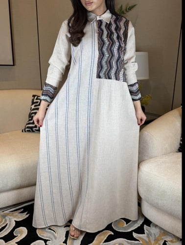 جلابية لنن تركي بيج كحلي