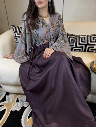 جلابية فستان ربط لون ليلكي