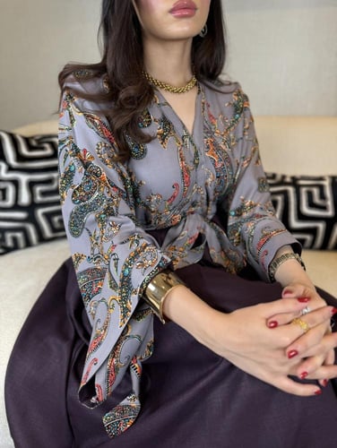 جلابية فستان ربط لون ليلكي