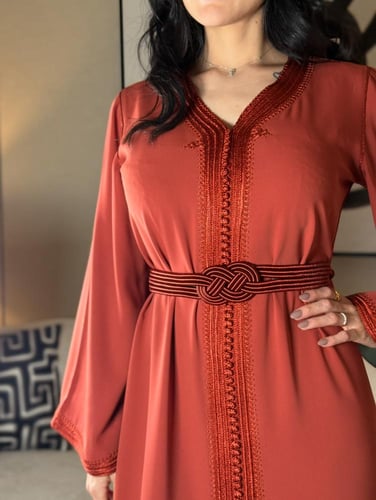 قفطان مغربي درجة أولى لون طوبي