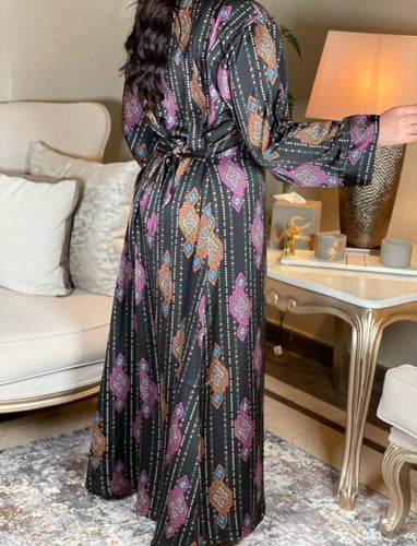 جلابية بطبقتين شعبي معاصر لون أسود