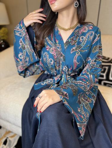 جلابية فستان ربط لون تركواز