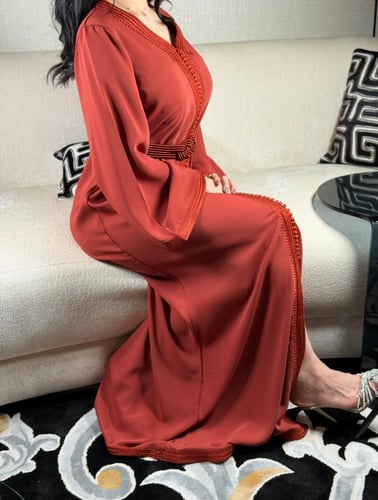 قفطان مغربي درجة أولى لون طوبي