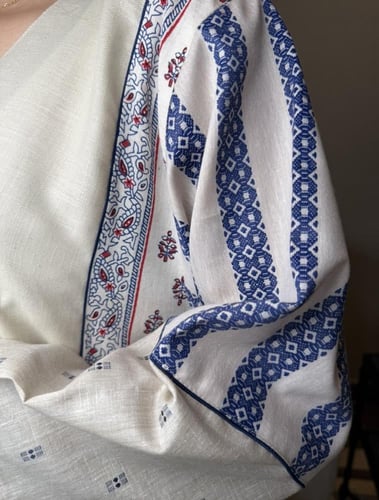 جلابية بيج كحلي لنن هندي بدون رسمة فيل عالكم