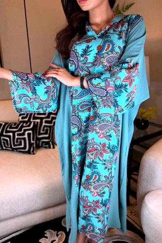 جلابية اخضر مزرق مبتكرة قصة مغربي شعبي