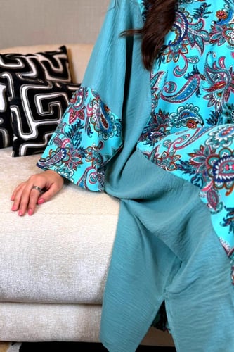 جلابية اخضر مزرق مبتكرة قصة مغربي شعبي