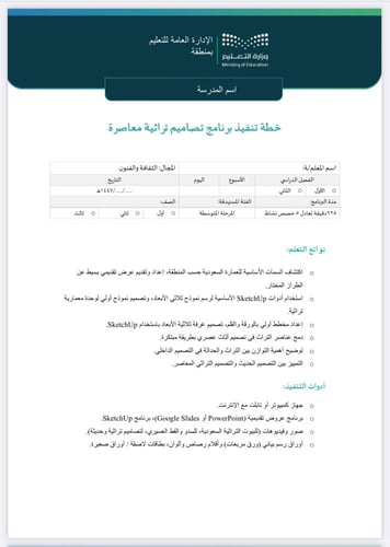 خطة وتقرير تصاميم تراثية معاصرة المتوسط