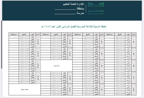 سجل الاذاعة 1447 الفصل الدراسي الأول