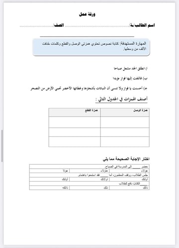 الخطة العلاجية لغتي الصف الرابع ف1