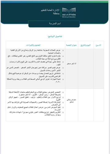 تقرير + خطة برنامج مهارات طموحة - الطفولة المبكرة