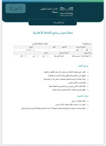 خطة وتقرير الثقافة الاعلامية المتوسط
