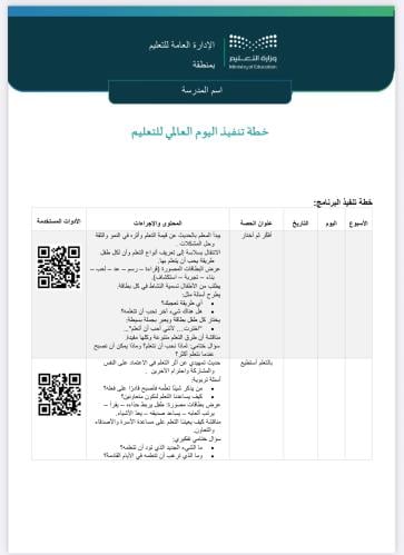 خطة وتقرير اليوم العالمي للتعلم طفولة مبكرة