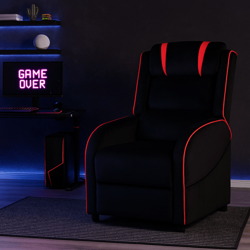 كرسي قيمنق مخمل ثابت مع آلية Pushback recliner