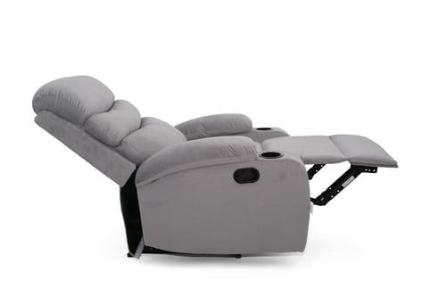 كرسي استرخاء ثابت مخمل مع مسند قدم وحامل أكواب للم...